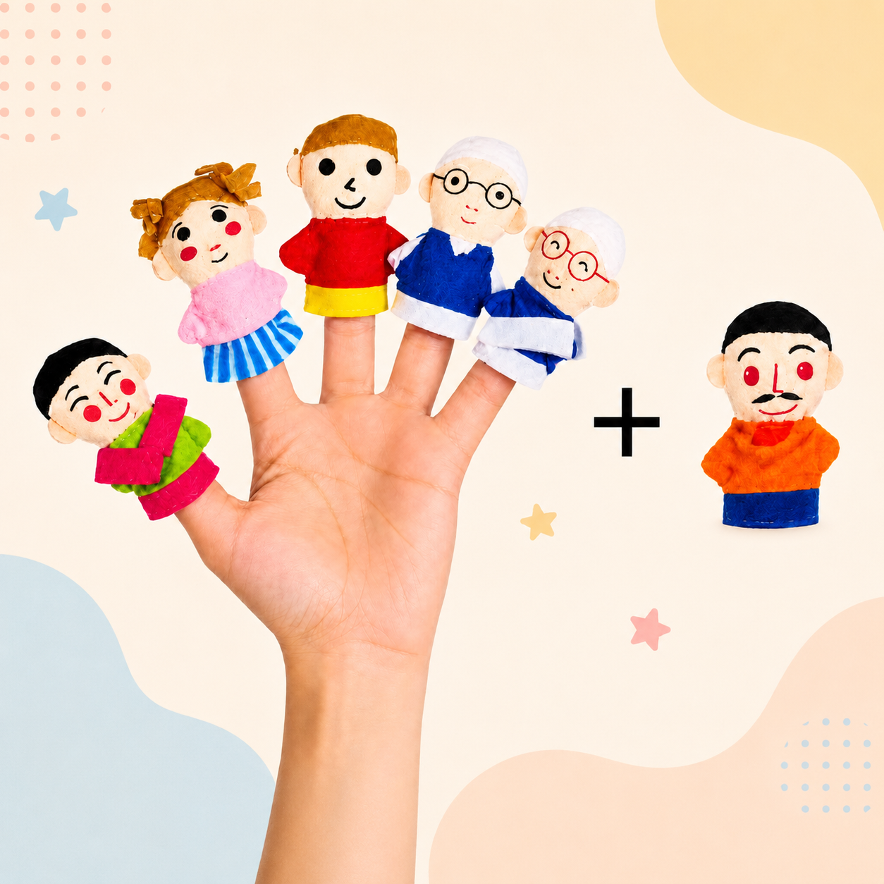 Family Character Finger Puppet Learning Toy Set for Kids