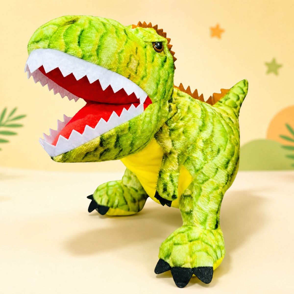 Light Green Dinosaur Hand Puppet | Educational Soft Toy for Kids