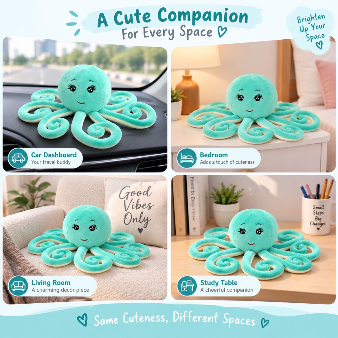 Octopus Plush Toy – Cute Soft Stuffed Animal for Kids, Cuddly Octopus Toy & Decorative Pillow