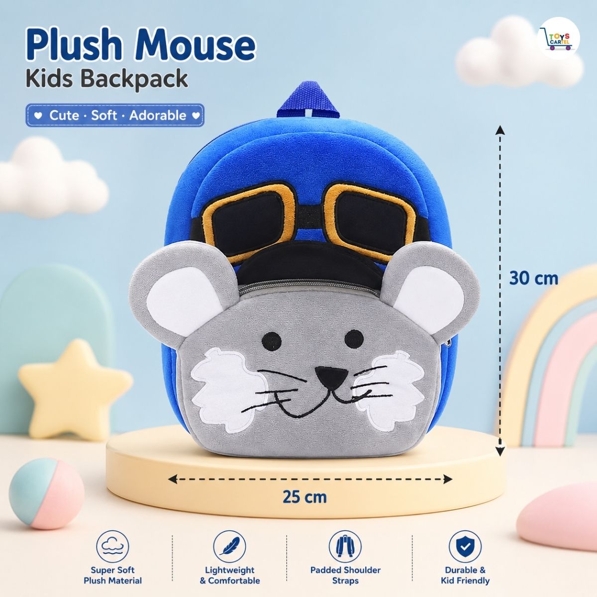 Cute Mouse Blue Backpack for Kids | School Bag
