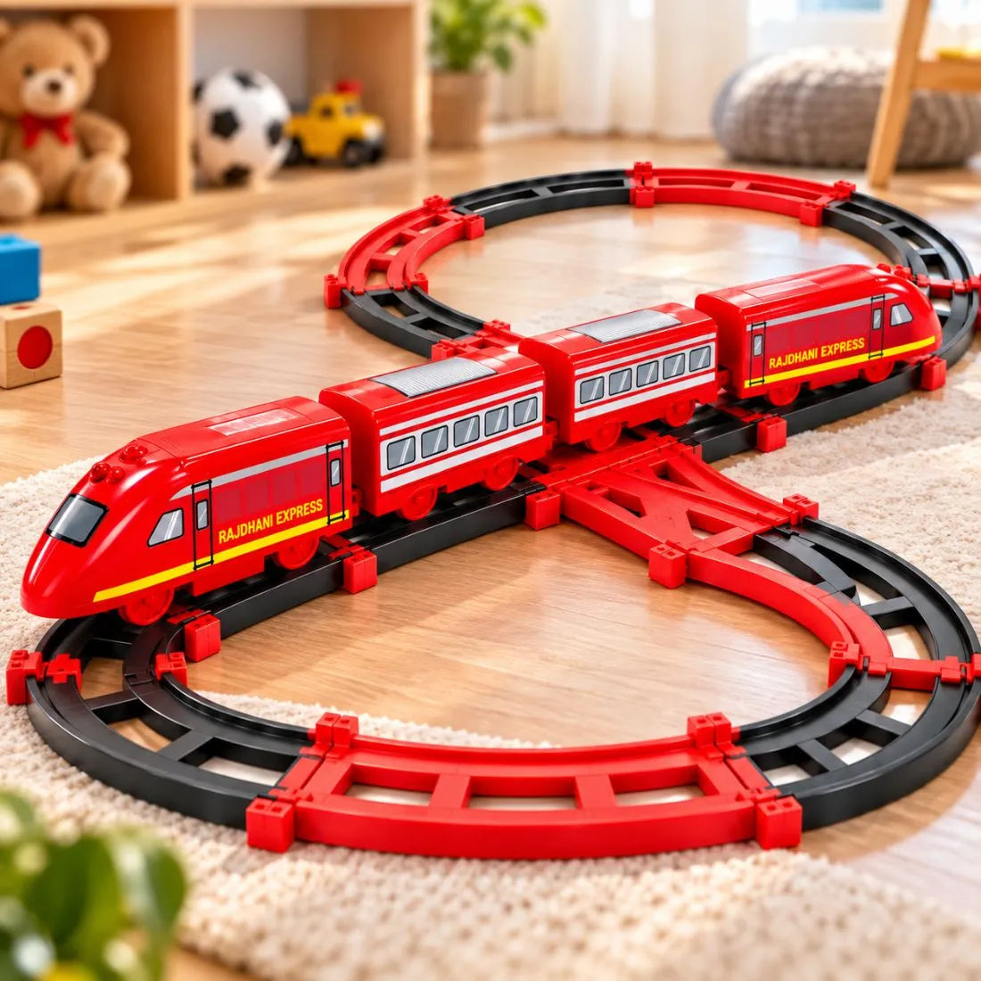 Rajdhani Express Toy Train Set with Tracks for Kids | 53 Pcs