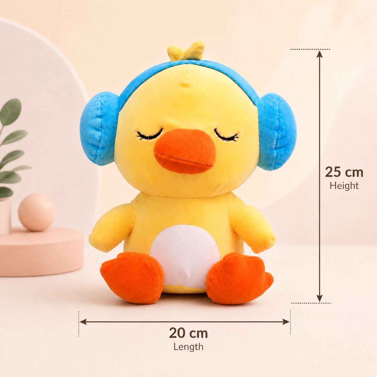 Duck Soft Toy with Blue Ear Muff | Cute Stuffed Toy for Kids