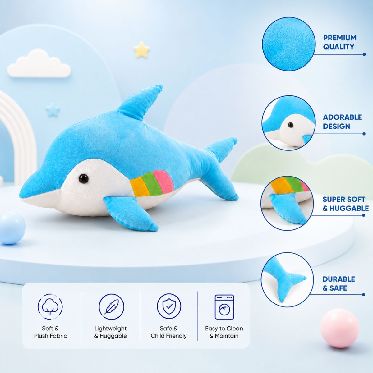 Dolphin Plush Soft Toy for Kids & Babies | Premium Stuffed Toy