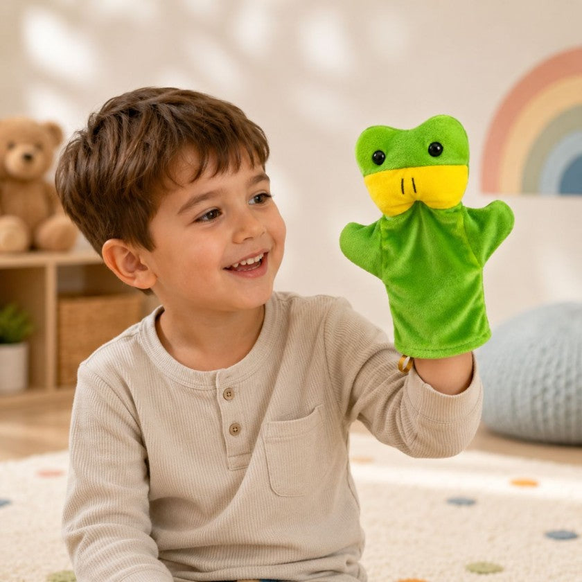 Soft Green Frog Hand Puppet | Educational Toy for Kids
