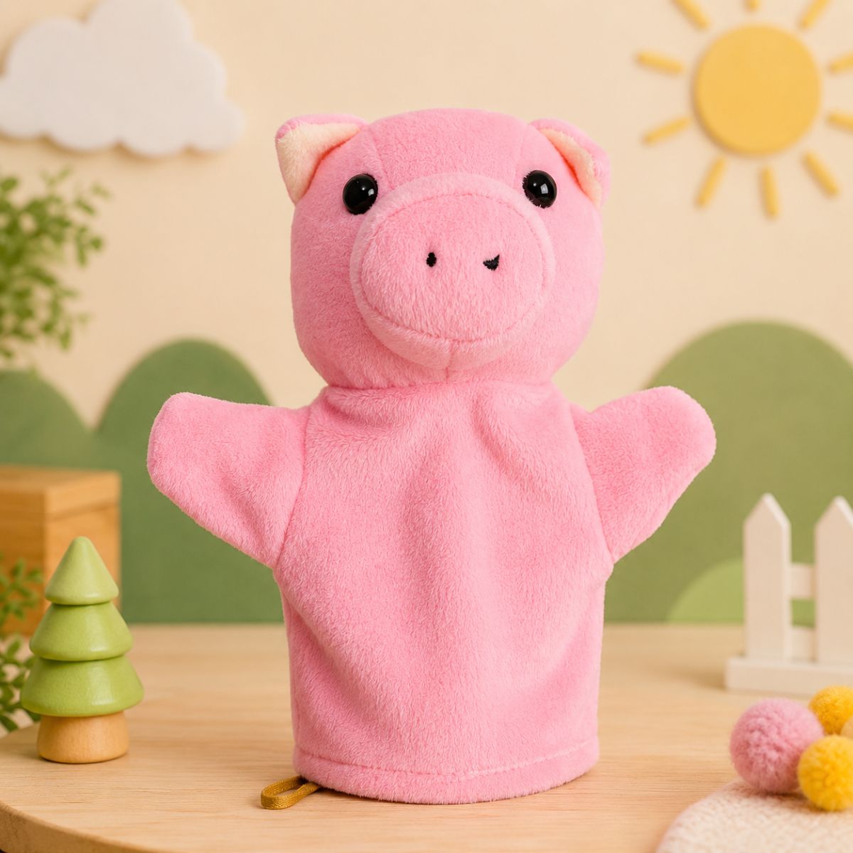 Pink Pig Hand Puppet Soft Toy for Kids | Plush Hand Puppet