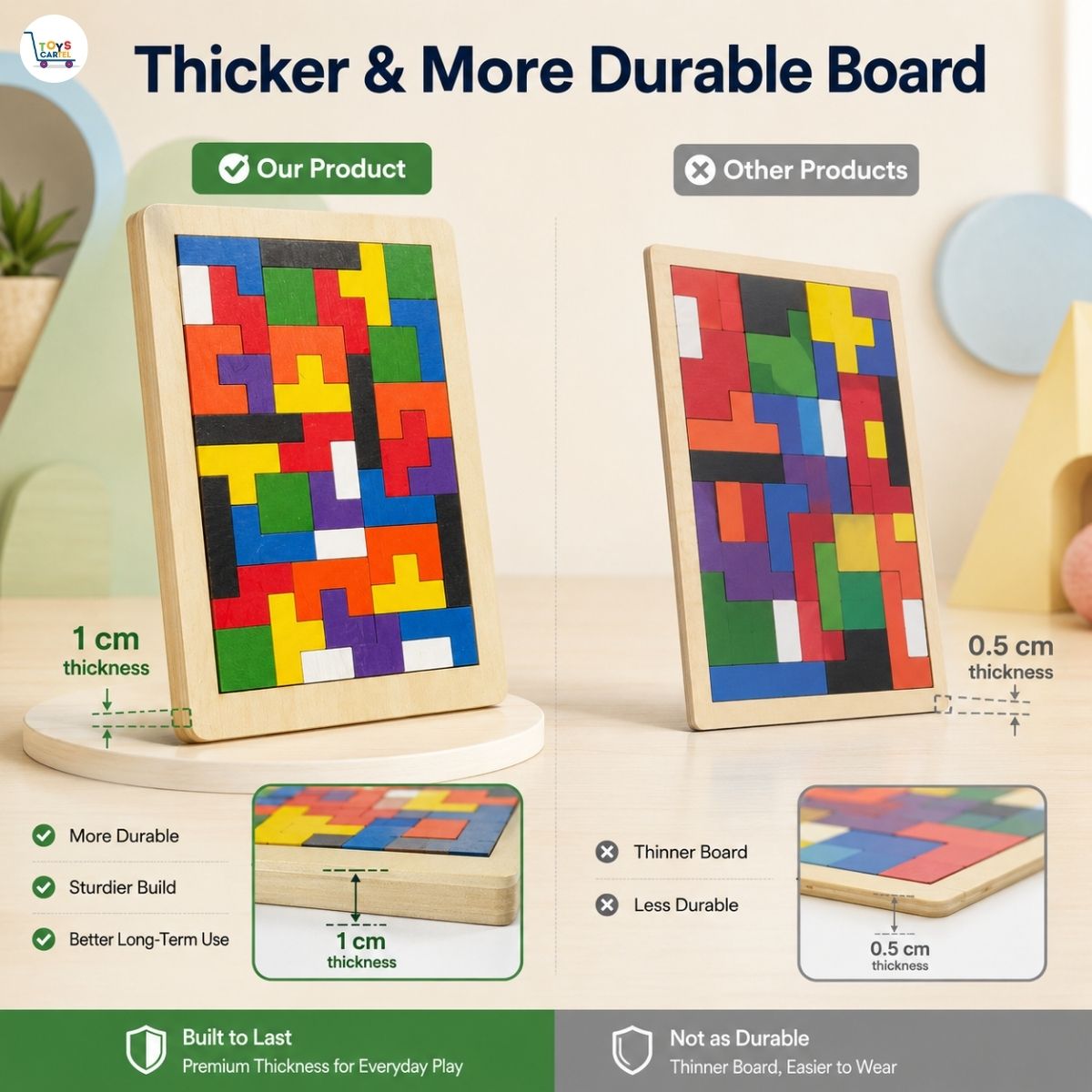Tangram Thick Wooden Puzzle | Educational Learning Toy for Kids