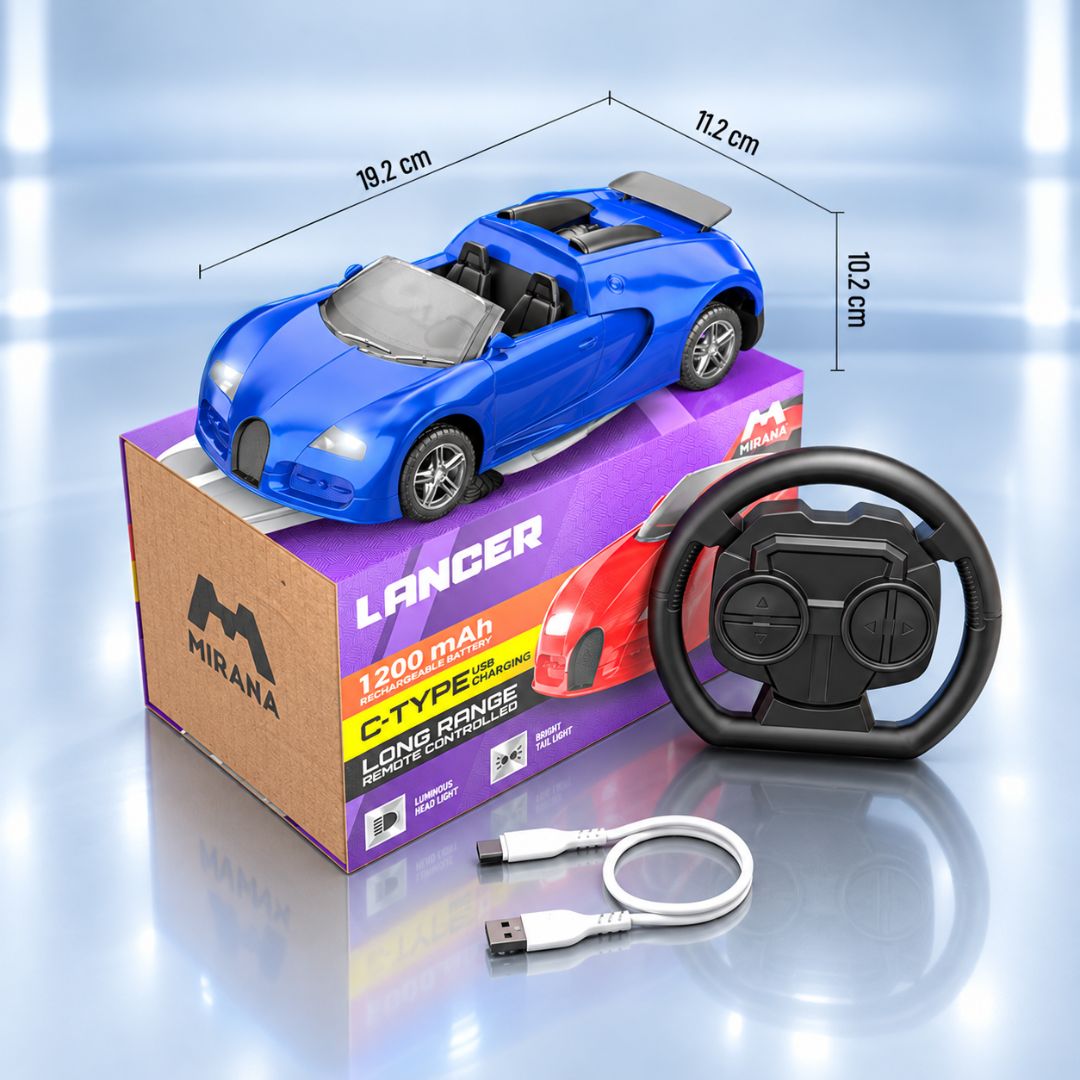Lancer Model-A Rechargeable High-Speed RC Racing Car with Steering Wheel Remote | Kids 4+ Years