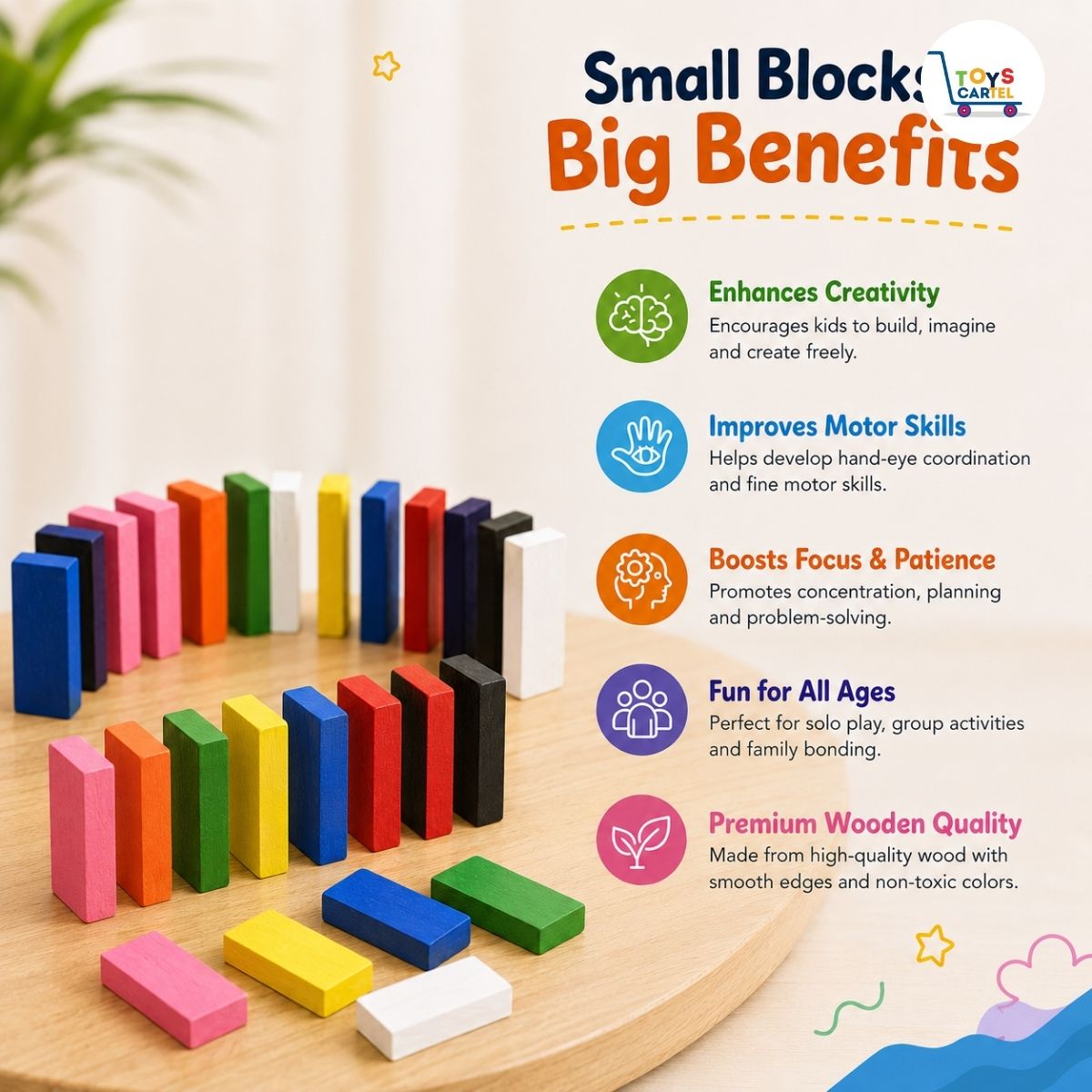 Wooden Domino Blocks Set | 120 Pieces for Kids