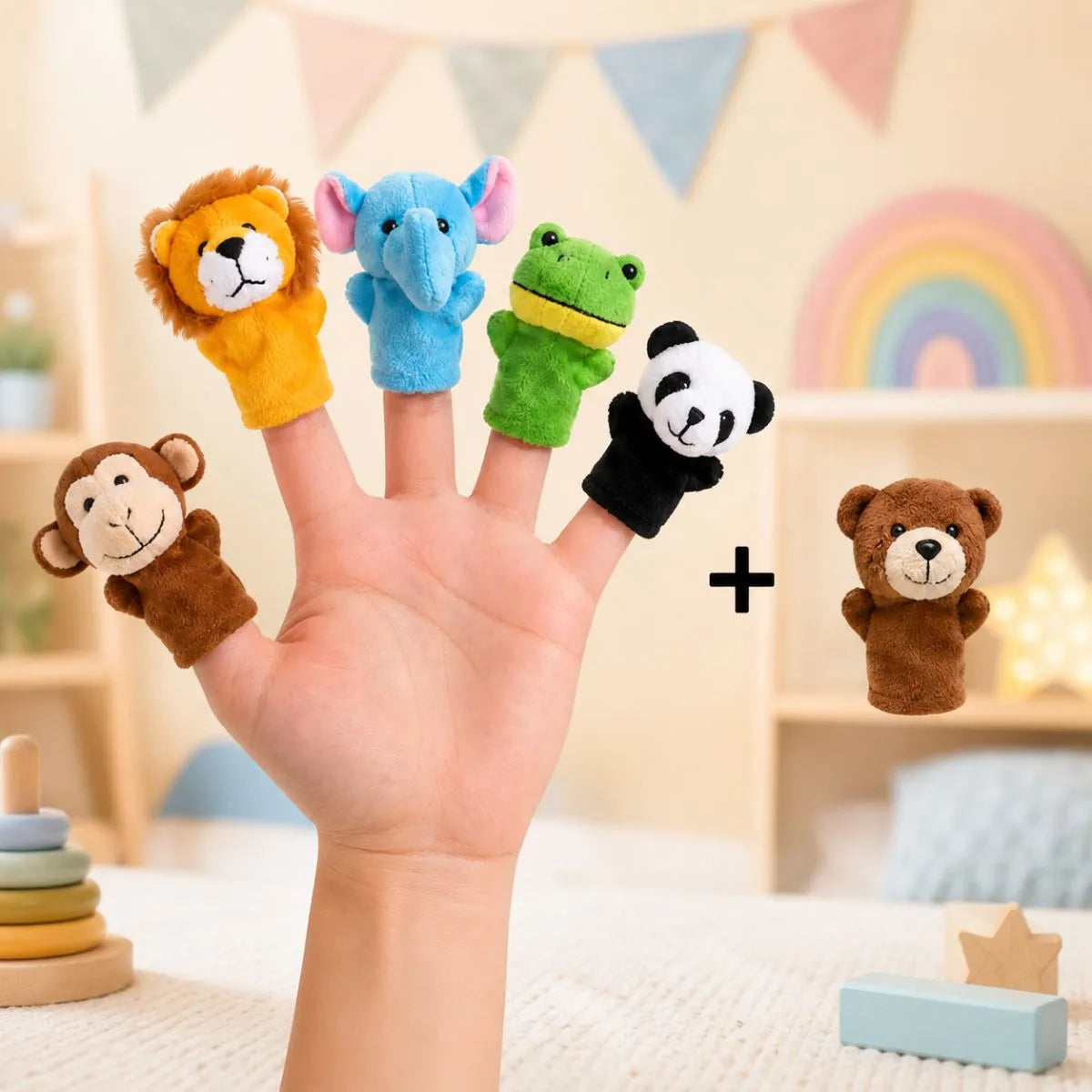 Cute Animal Finger Puppets for Kids | Soft Puppet Set of 6
