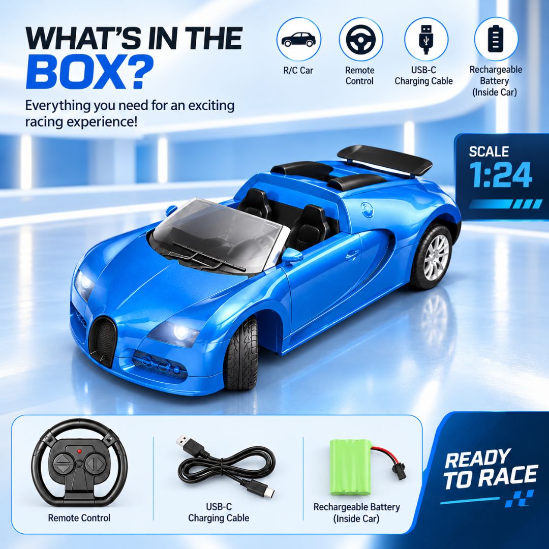 Lancer Model-A Rechargeable High-Speed RC Racing Car with Steering Wheel Remote | Kids 4+ Years