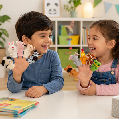 Finger Puppet Toys for Kids (Pack of 10) | 10 Animal Puppet Set