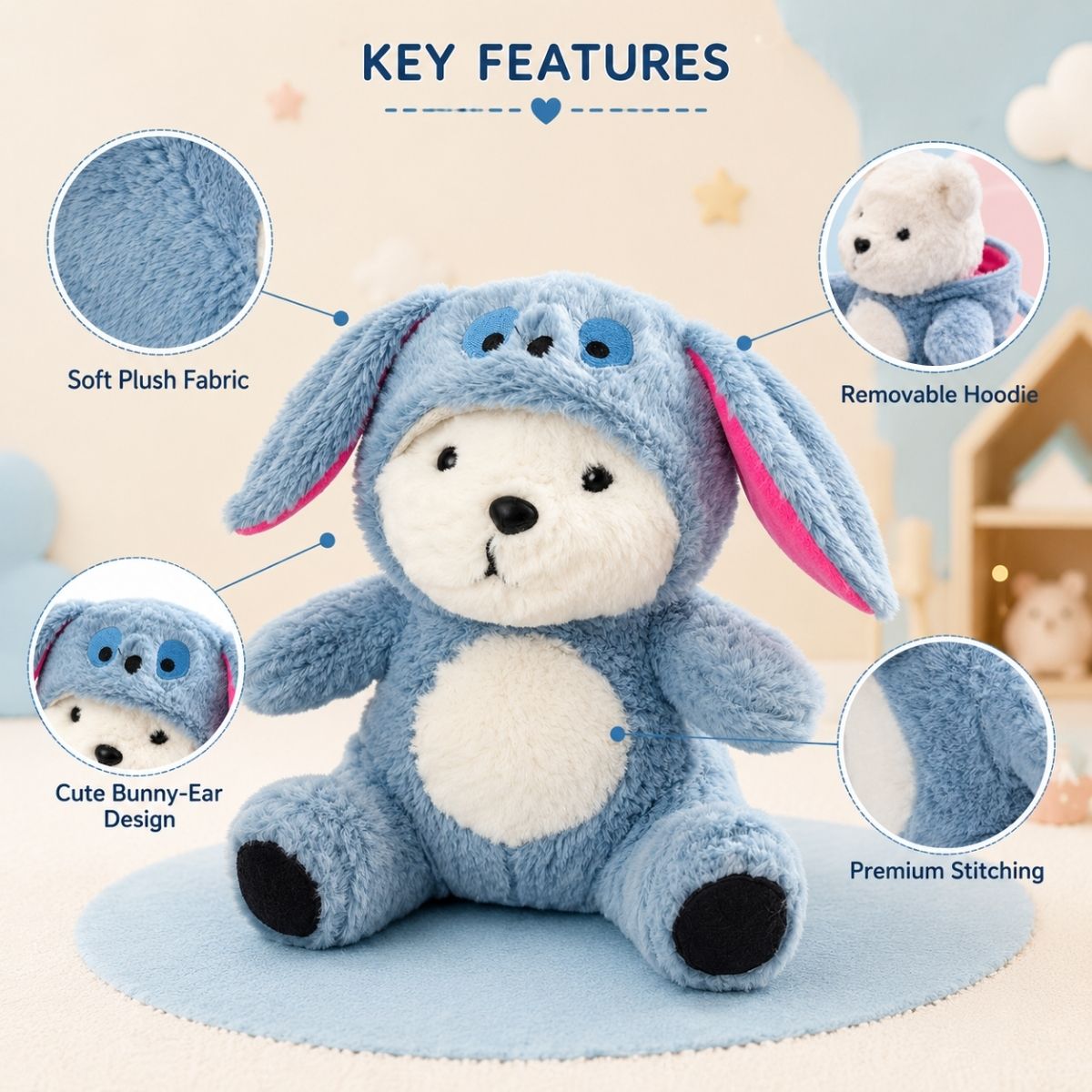 Cute Teddy Bear Hoodie Plush Toy 30 cm | Toys Cartel