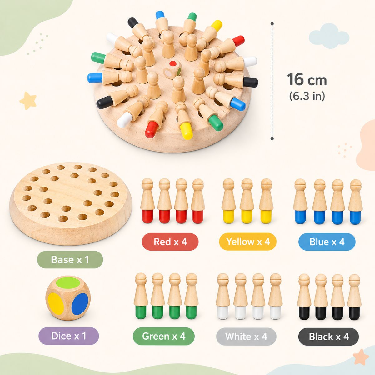 Wooden Memory Chess Game for Kids | Learning & Brain Development