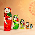 Channapatna Wooden Dolls Set of 5 | Traditional Indian Wooden Toys