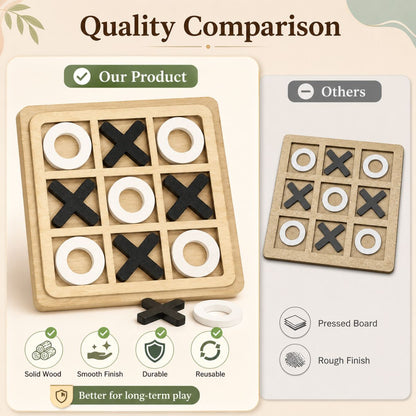 Wooden Tic Tac Toe & IQ Puzzle Toys for Kids Fun Learn