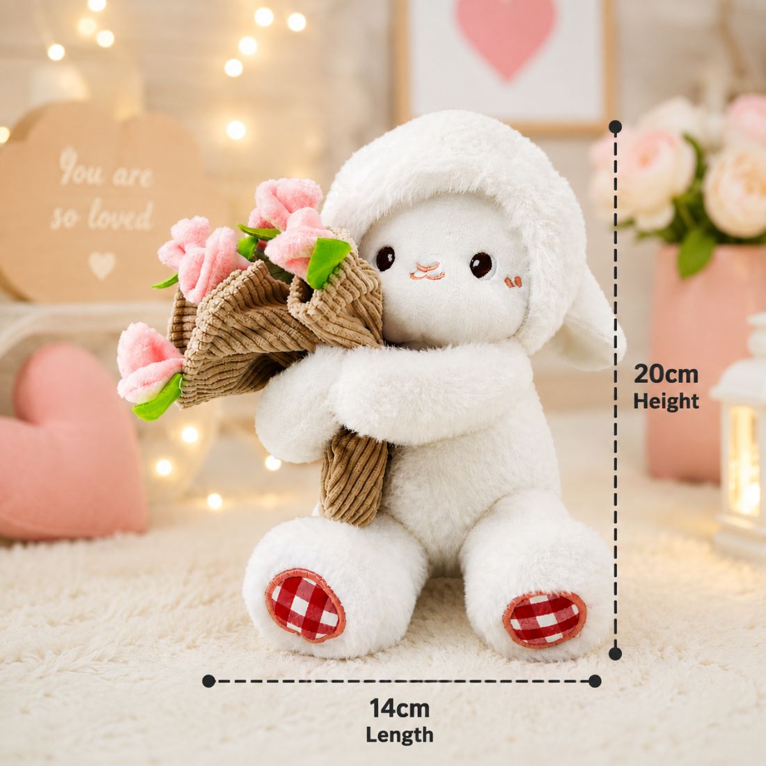 Cute Lamb Sheep Soft Toy with 2-in-1 Convertible Bouquet Hat