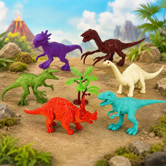 6 Pcs Dinosaur Figure Set | Realistic Dinosaur Toys for Kids (Multicolor)