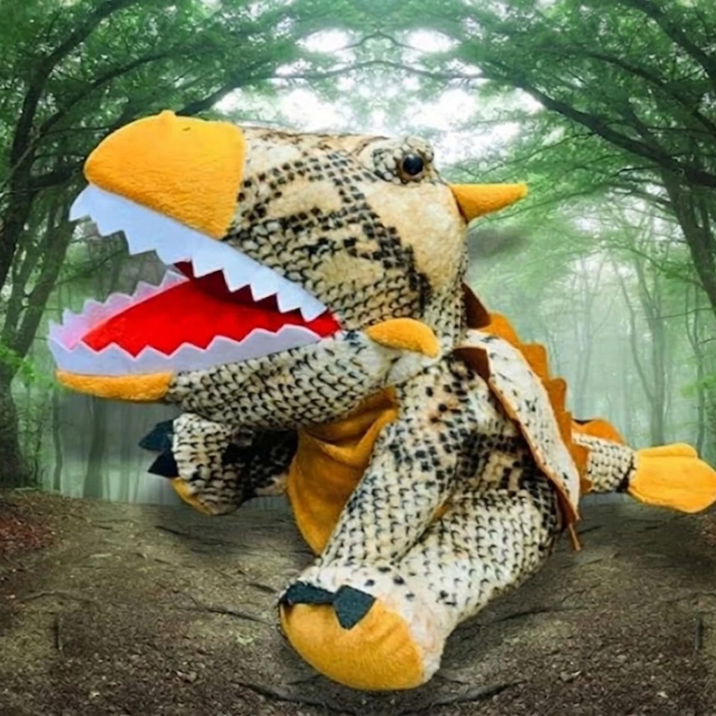Brown Dinosaur Hand Puppet Toy for Kids | Soft Learning Puppet