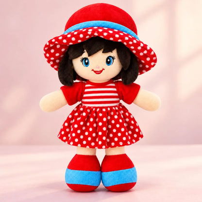 Cute Girl Plush Doll Soft Toy for Kids | Cuddly Doll Gift (Red)