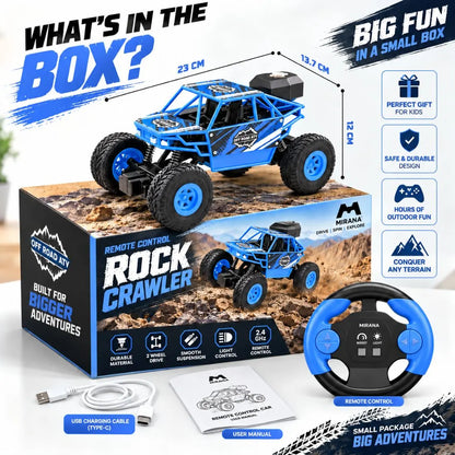 Duster 2WD RC Monster Truck for Kids | Rechargeable Off-Road Remote Control Car with Smoke Effect (Blue)