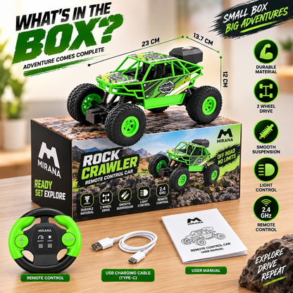 Duster 2WD RC Monster Truck for Kids | Rechargeable Off-Road Remote Control Car with Smoke Effect (Green)