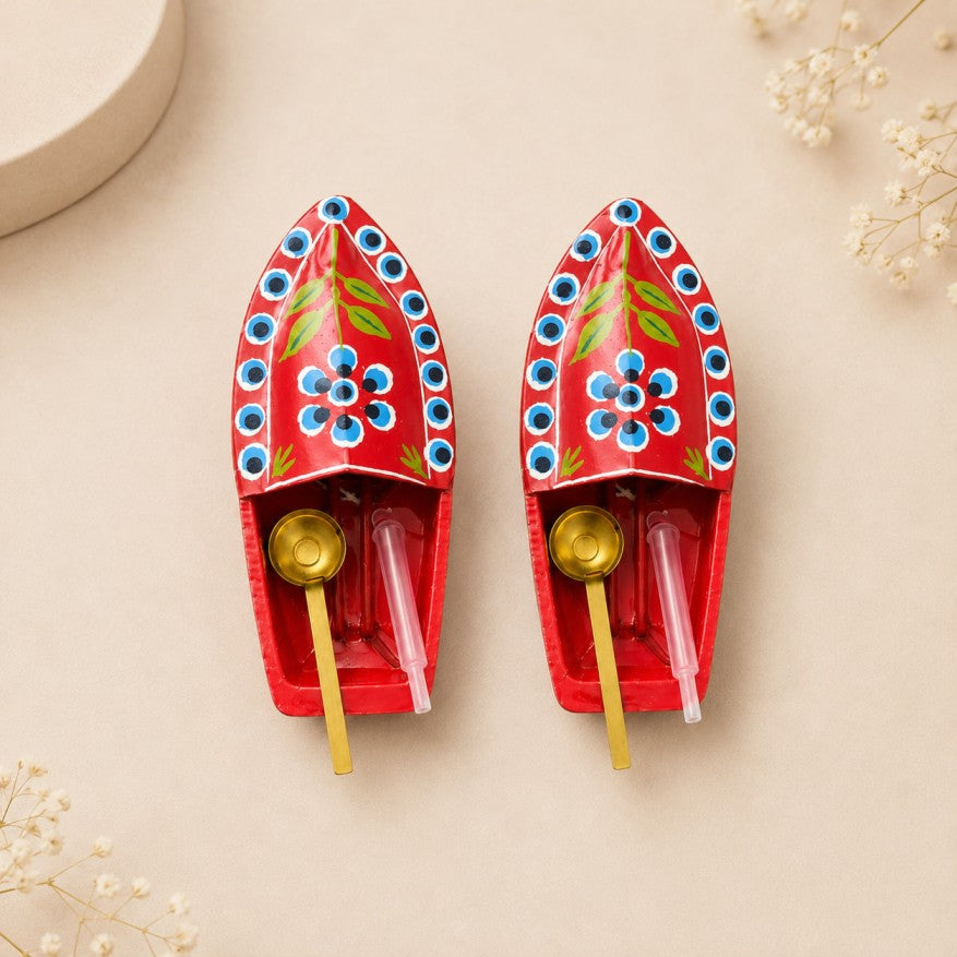Red Pop Pop Steam Boat Educational Toy | Hand Painted Boat