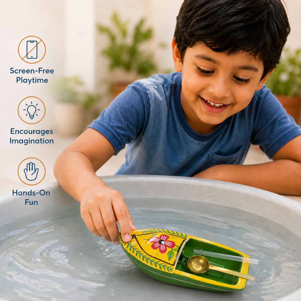 Hand Painted Pop Pop Steam Boat Toy for Kids | Toys Cartel