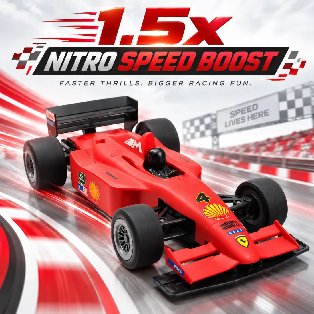 RC F1 Formula Racing Car for Kids with App & Remote Control, Bluetooth Speaker & Nitro Boost (Red)