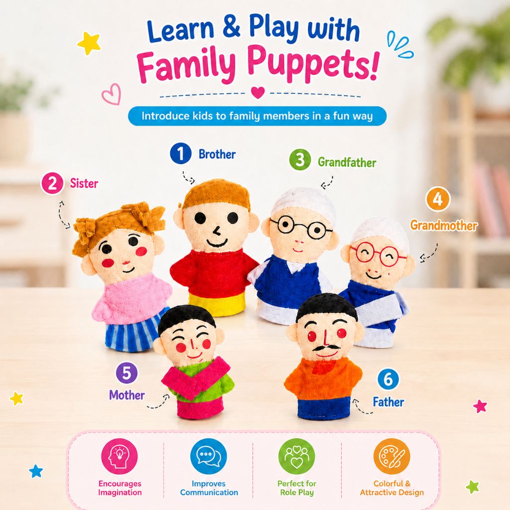 Family Character Finger Puppet Learning Toy Set for Kids