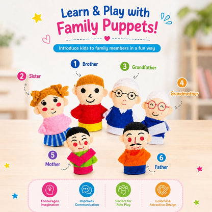 Family Character Finger Puppet Learning Toy Set for Kids