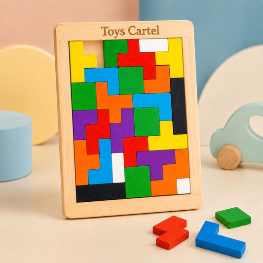 Wooden Tangram Puzzle & 3D Block Puzzle for Kids