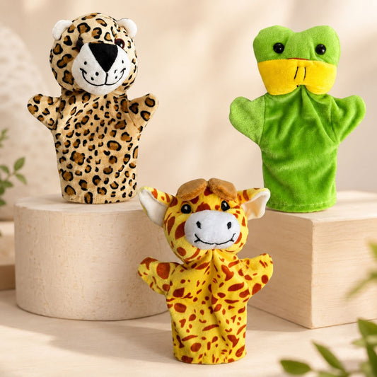 Frog Giraffe Cheetah Hand Puppet Combo Pack of 3 | Soft Toy Hand Puppets for Kids