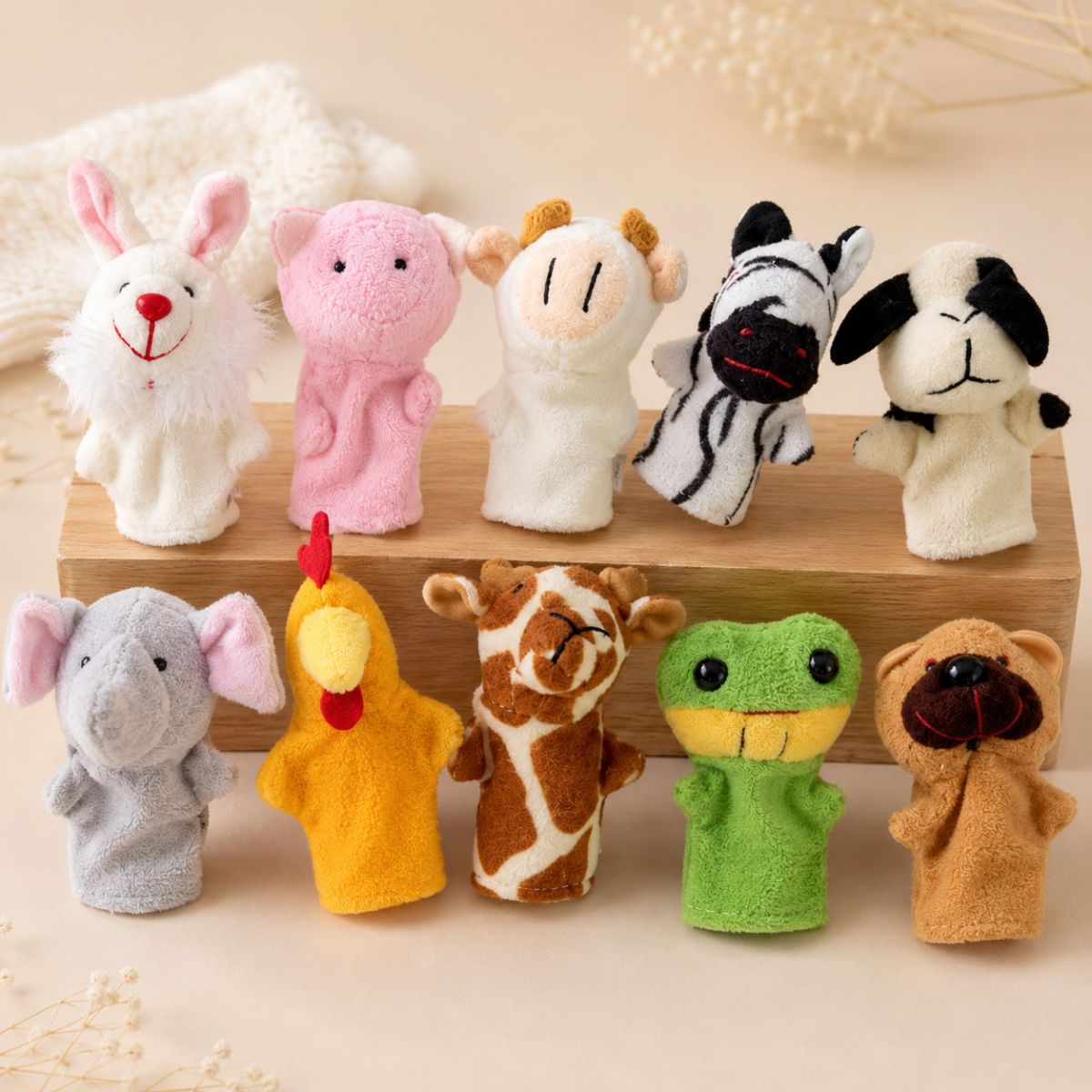 Finger Puppet Toys for Kids (Pack of 10) | 10 Animal Puppet Set
