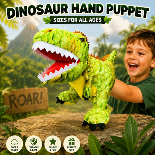 Light Green Dinosaur Hand Puppet | Educational Soft Toy for Kids