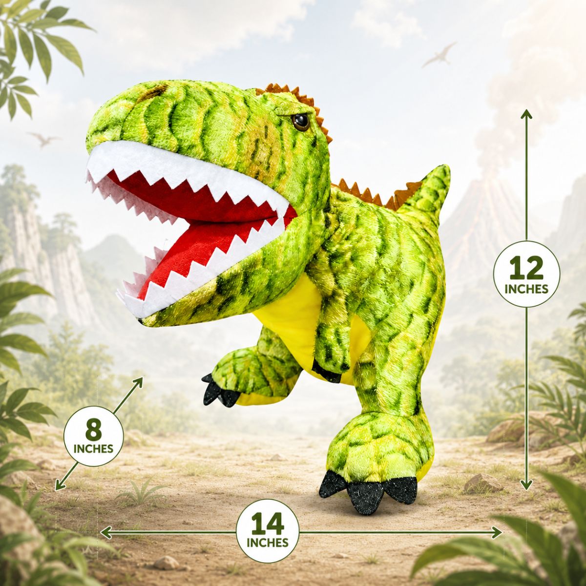 Light Green Dinosaur Hand Puppet | Educational Soft Toy for Kids