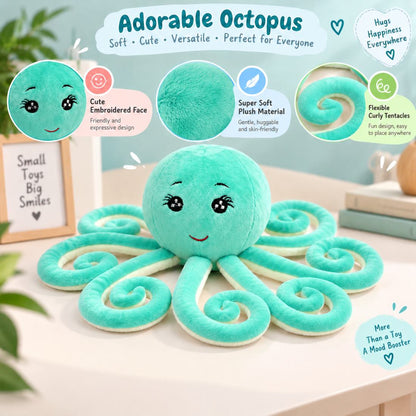 Octopus Plush Toy – Cute Soft Stuffed Animal for Kids, Cuddly Octopus Toy & Decorative Pillow