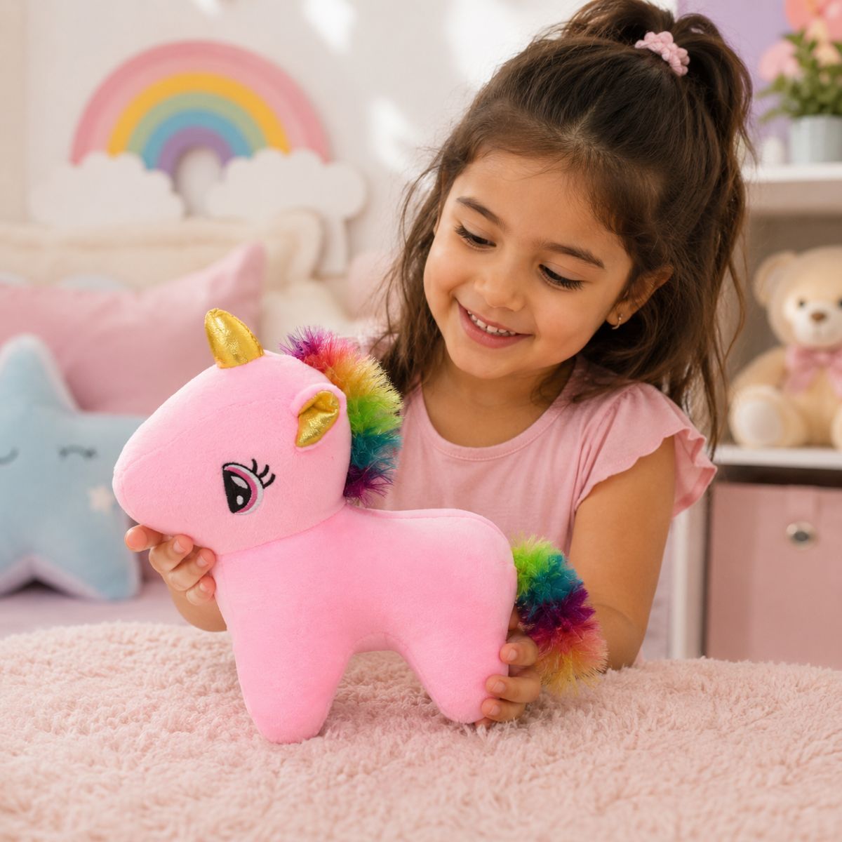 Pink Unicorn Soft Toy For Kids | Cute Plush Stuffed Unicorn
