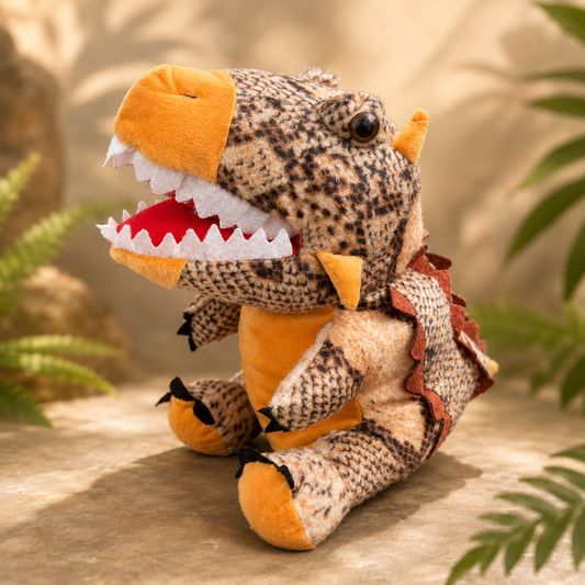 Brown Dinosaur Hand Puppet Toy for Kids | Soft Learning Puppet