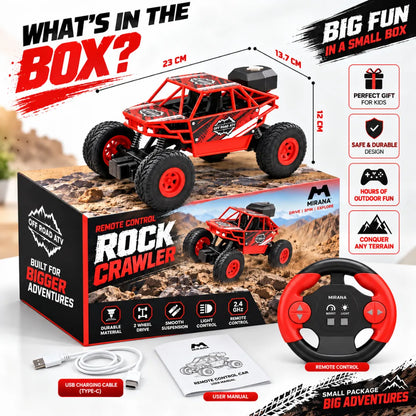 Duster 2WD RC Monster Truck for Kids | Rechargeable Off-Road Remote Control Car with Smoke Effect (Red)