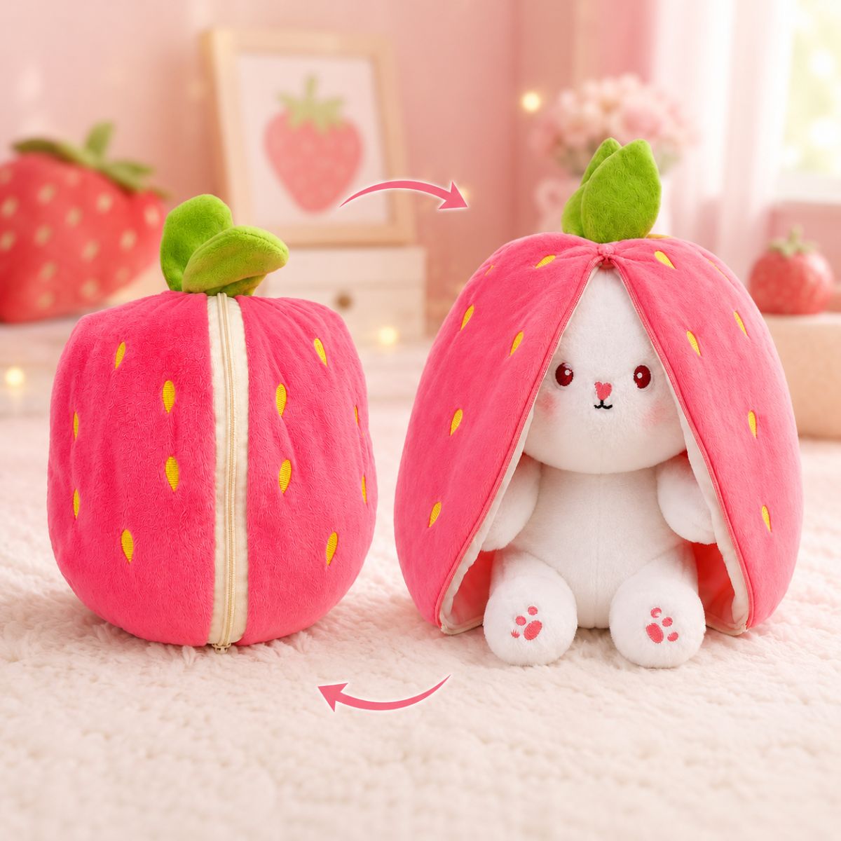 Toys Cartel Reversible Zipper Rabbit Bunny Toy for Kids | Cute Plush Bunny