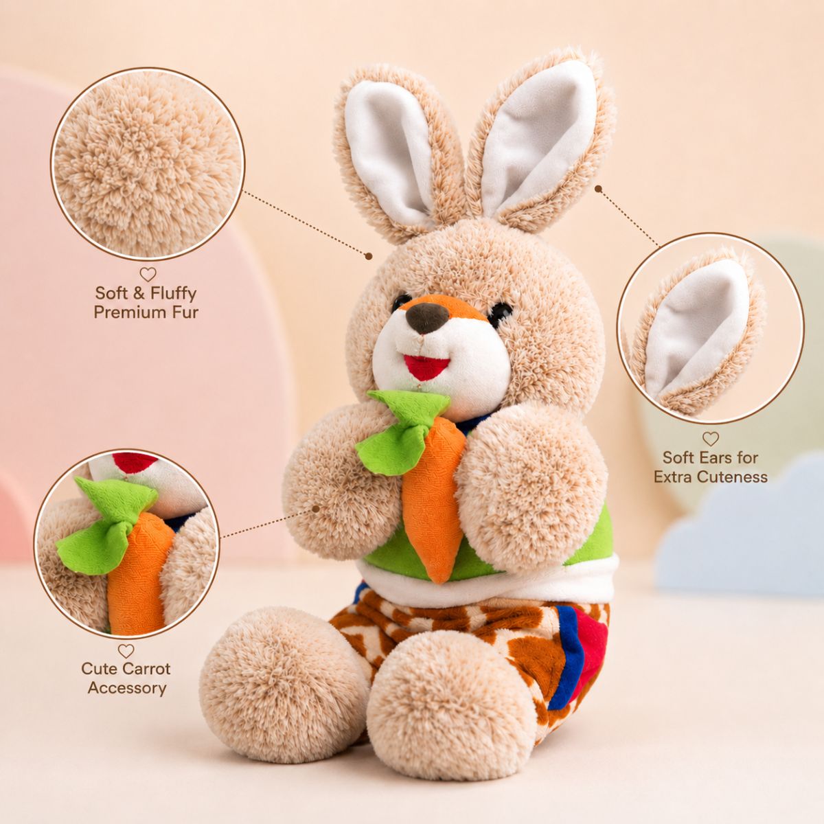 Adorable Rabbit Stuffed Toy with Carrot | Plush Toy for Children