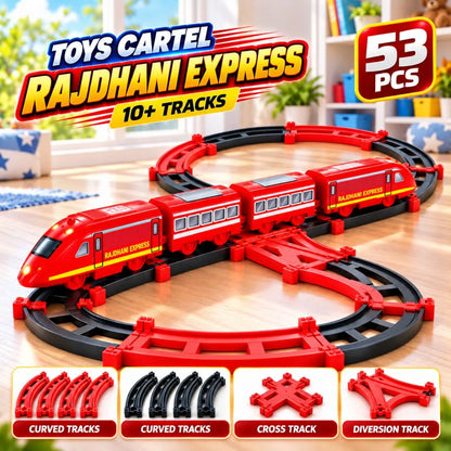 Rajdhani Express Toy Train Set with Tracks for Kids | 53 Pcs