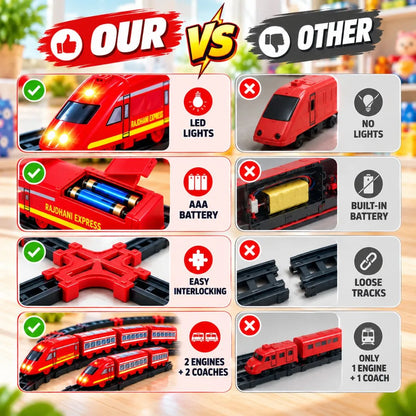 Rajdhani Express Toy Train Set with Tracks for Kids | 53 Pcs