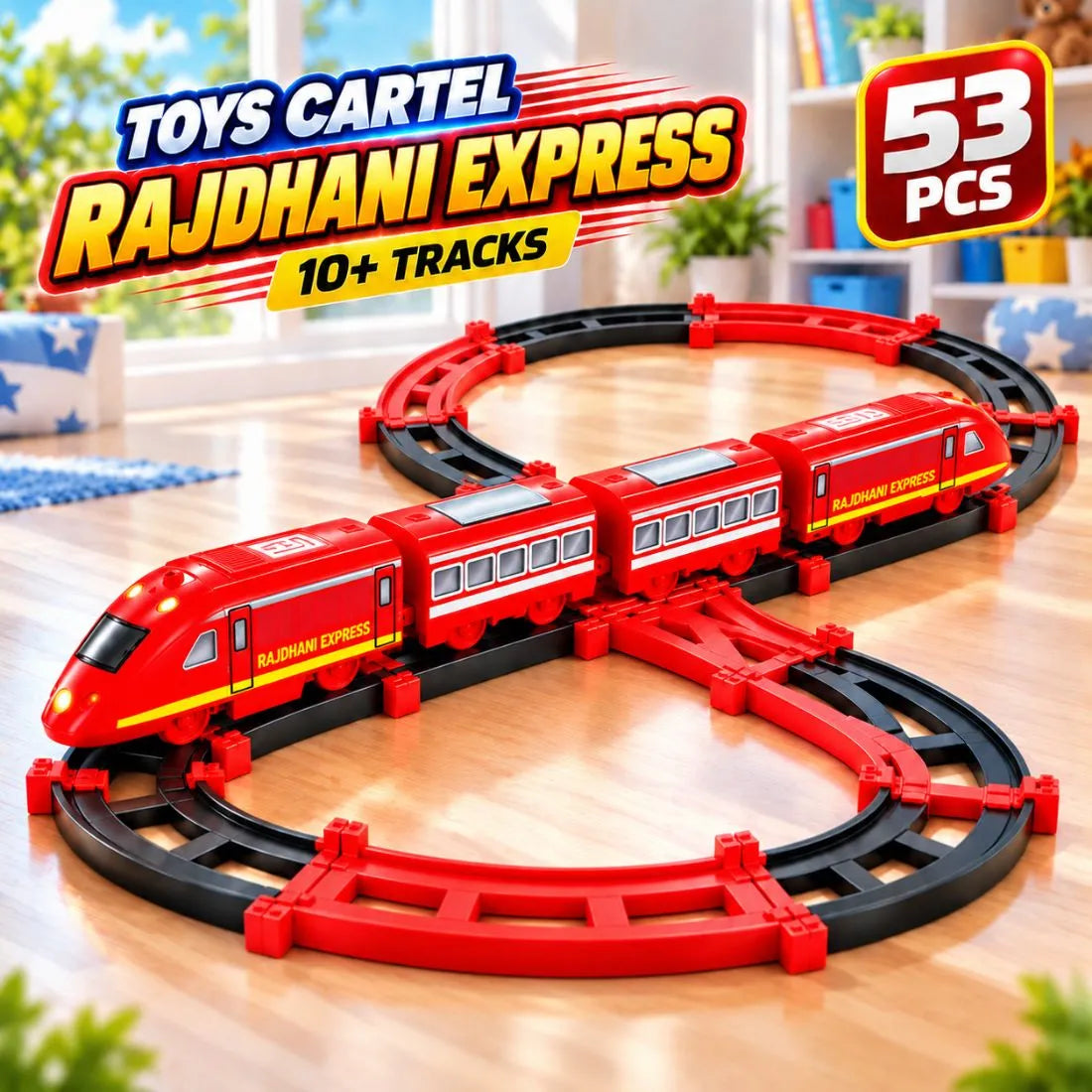 Rajdhani Express Toy Train Set with Tracks for Kids | 53 Pcs