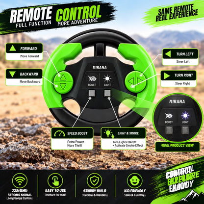 Duster 2WD RC Monster Truck for Kids | Rechargeable Off-Road Remote Control Car with Smoke Effect (Green)