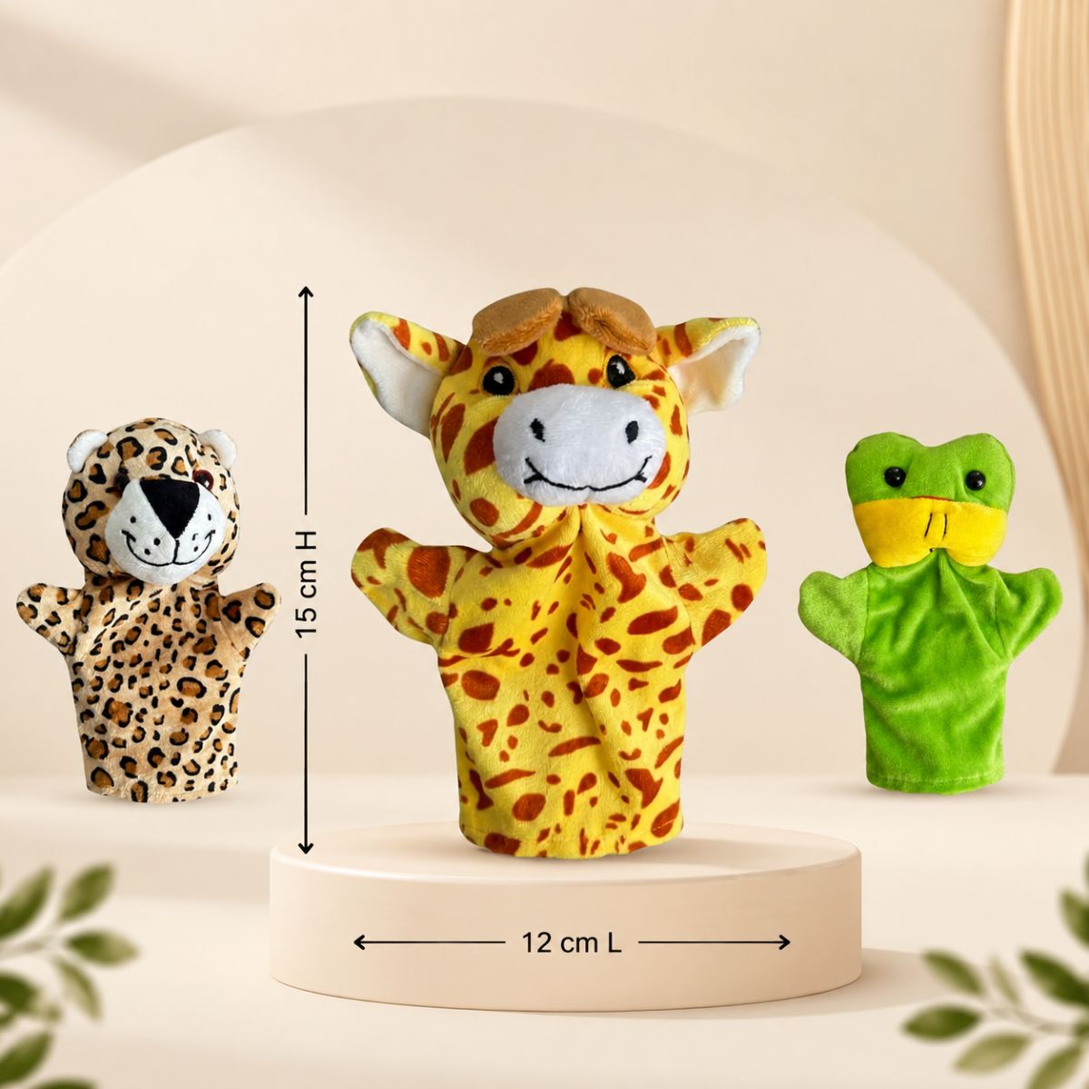 Frog Giraffe Cheetah Hand Puppet Combo Pack of 3 | Soft Toy Hand Puppets for Kids