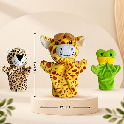 Frog Giraffe Cheetah Hand Puppet Combo Pack of 3 | Soft Toy Hand Puppets for Kids