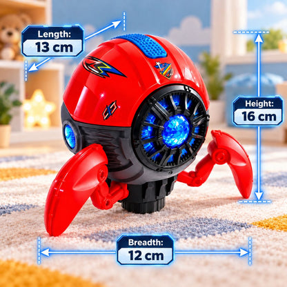 Space Octopus Bump & Go Musical Toy with Lights & 360° Rotation (Red)