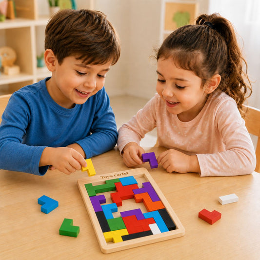 Wooden Tangram Puzzle & 3D Block Puzzle for Kids