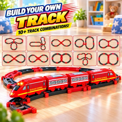 Rajdhani Express Toy Train Set with Tracks for Kids | 53 Pcs